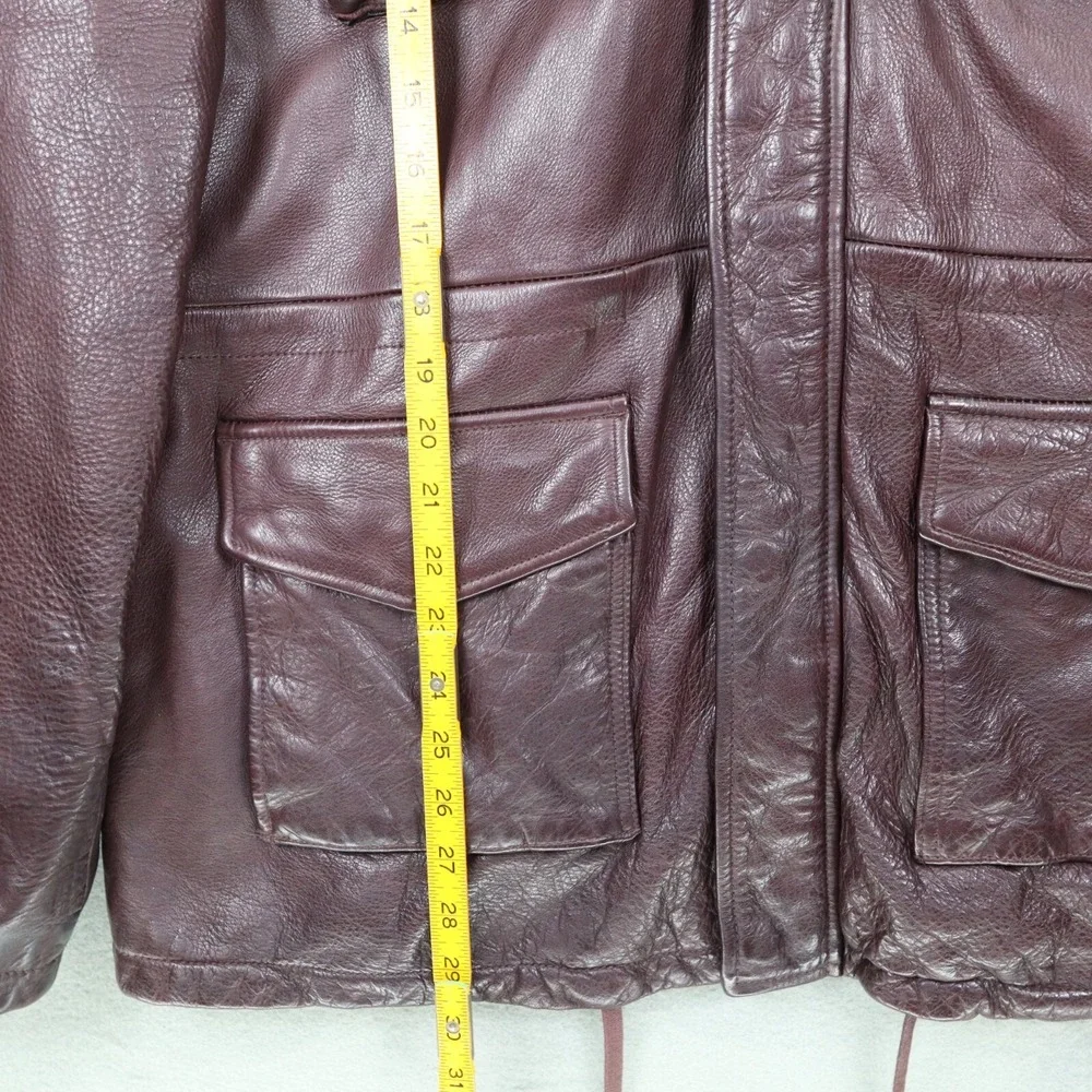 True Religion‎ Mens Leather Parka Military Coat Bomber Jacket Size XL Purple